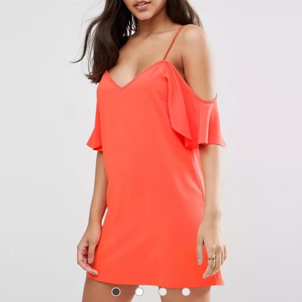ASOS Cold Shoulder Slip Dress Size 6 Orange - Picture 3 of 12
